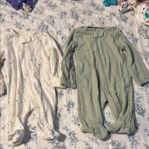 Carter's Cream and Green Footies One Piece